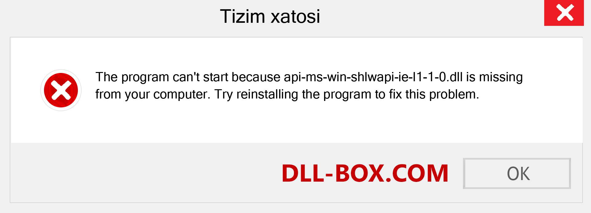 api-ms-win-shlwapi-ie-l1-1-0.dll fayli yo'qolganmi?. Windows 7, 8, 10 uchun yuklab olish - Windowsda api-ms-win-shlwapi-ie-l1-1-0 dll etishmayotgan xatoni tuzating, rasmlar, rasmlar